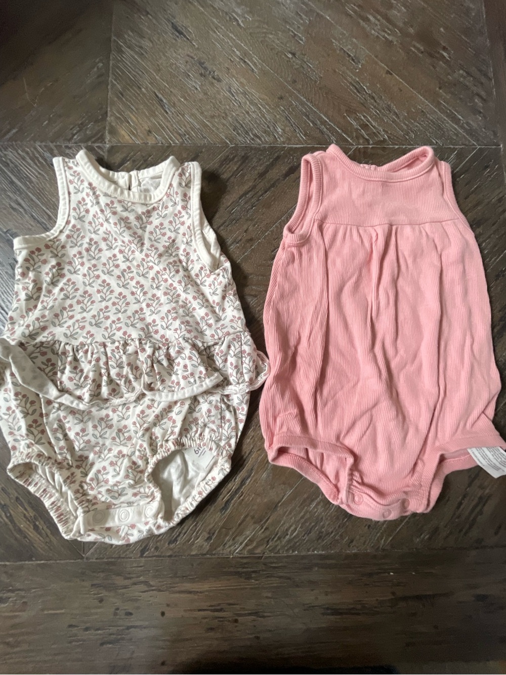 Little Planet Organic Floral Sleeveless Baby Romper - Cream & Pink